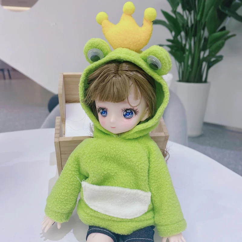 

New 28cm Anime Doll Set with Clothes Suit Cartoon Frog 1/6 Bjd Doll Children Toy Dress Up Birthday Gifts