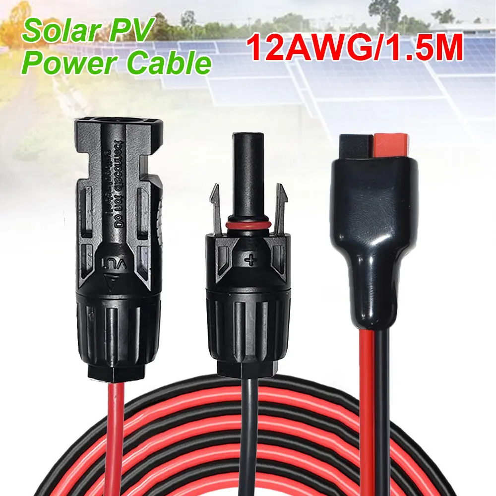 12AWG 1.5M Solar Panel Cable Extension Cable Energy Storage Battery Connection Line Energy Storage Power Supply Charging Line