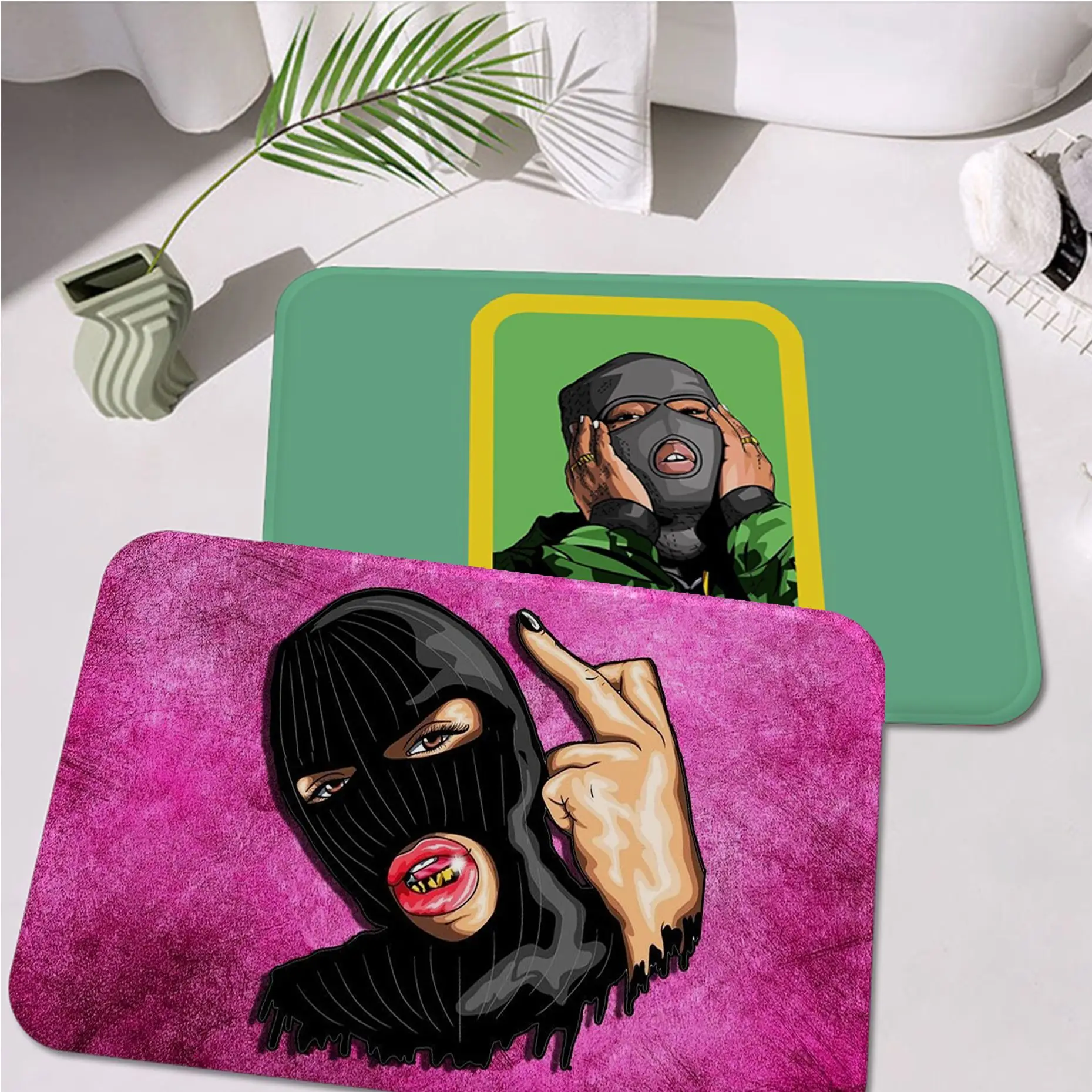 

Trap Girl In Ski Mask Art Smoking Door Mat Non-Slip Laundry Room Mat Laundry Decor Balcony Child Living Room Modern Home Decor