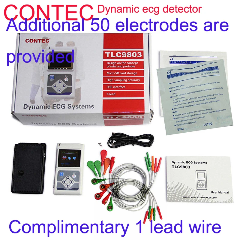 

CONTEC TLC 9803 Dynamic ECG Monitor System 24 Hours Recorder Holter TLC9803 Complimentary Additional Cable And Electrodes