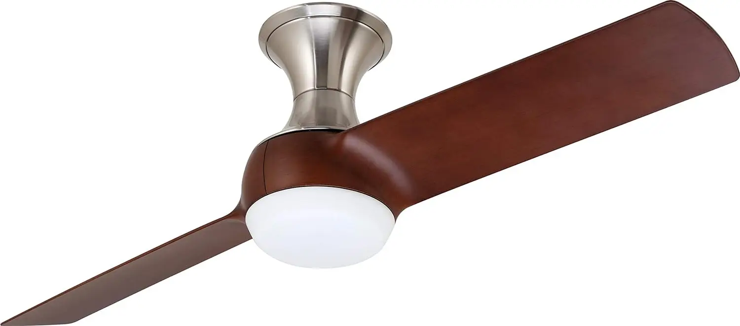 

Ирландский двойной потолочный вентилятор с утопленным креплением светильник | 54-дюймовый фотоаппарат с Hugger , 2 лезвия и настенным управлением, матовая сталь