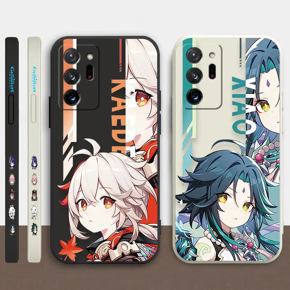 

Case For Samsung Galaxy A30 A20S A10S A14 Note 20 10 9 Pro Plus Lite Ultra 4G 5G Liquid silicone Case Best Genshin impact