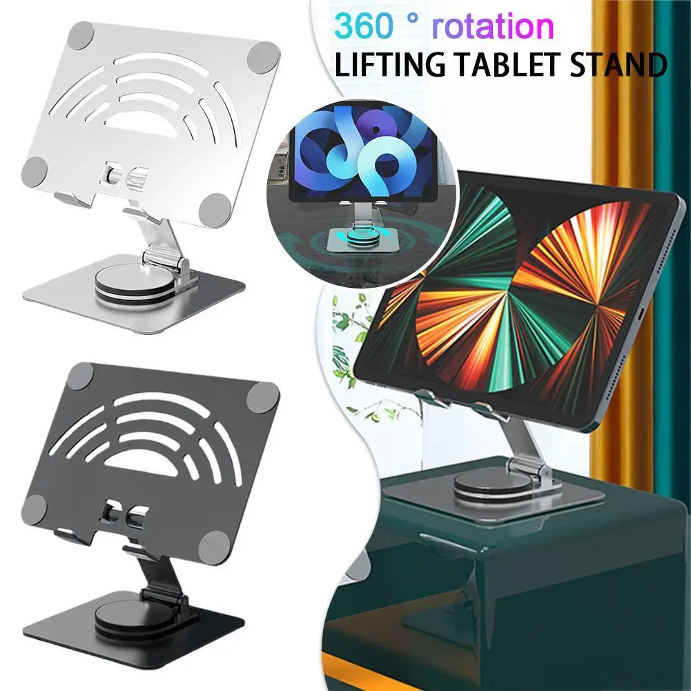 

Foldable Tablet Support 360 Rotating Laptop Phone Stands Aluminum Alloy Height Adjustable Compatible Within 12.9 Inches for Home