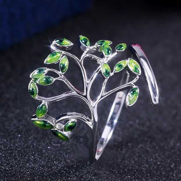 

HUITAN New Come Branches Twig Design Party Women Rings Natural Spring Green Life Stylish Women Jewelry Wholesale Lots&Bulk