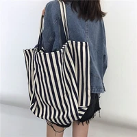 haex fashion striped womens bag 2022 trend large capacity canvas casual shopping tote bags female summer daily bolso mujer
