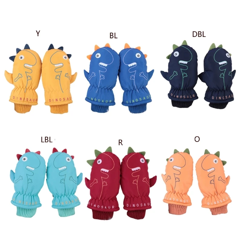 

Winter Mittens Kids Waterproof Thermal Gloves Cartoon Dinosaur Ski Gloves Children Boys Girls Outdoor Sports Gloves