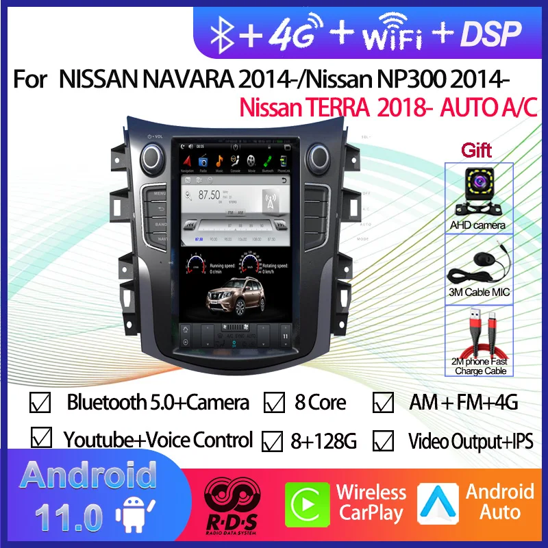 

Android Car GPS Navigation Tesla Style For NISSAN NAVARA 2014-/NP300 2014-/TERRA 2018- AUTO A/C Auto Radio Stereo Multimedia