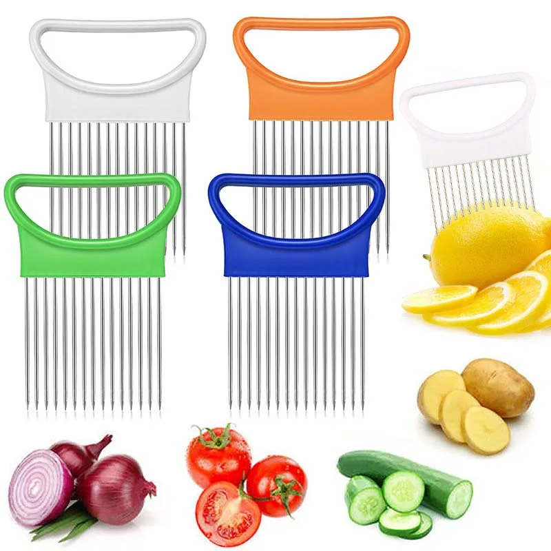 

Stainless Steel Onion Needle Fork Vegetable Fruit Slicer Tomato Cutter Cutting Holder Kitchen Accessorie Tool Cozinha Acessório