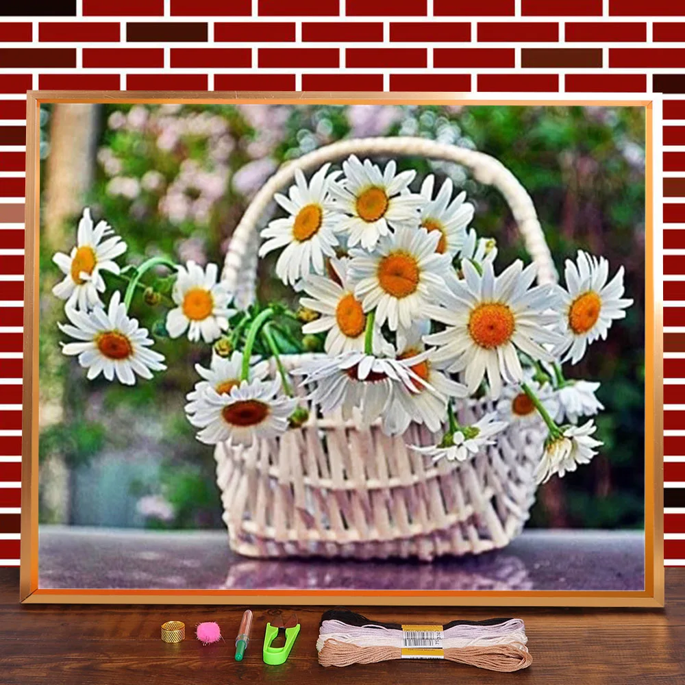 

Flowers Printed Canvas 11CT Cross-Stitch Embroidery Full Kit DMC Threads Handicraft Knitting Hobby Craft Package Counted Decor