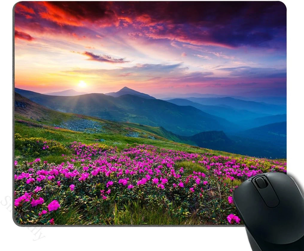 

Gaming Mouse Pad Custom Carpathian Nature Purple Flowers Meadow Mountain Scenic Large Mousepad Mouse Pad for Laptop Computer