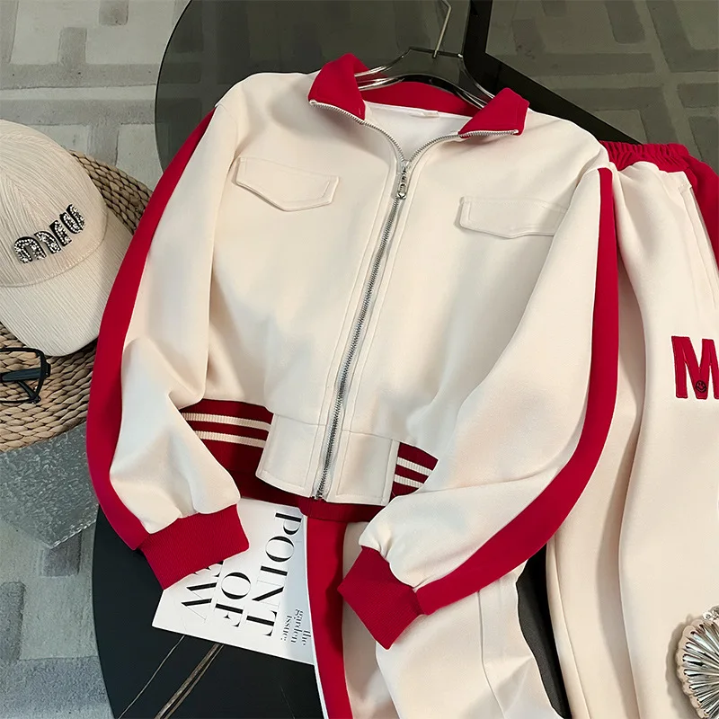 Зимний модный пиджак с надписью и штаны комплект из двух предметов для женщин