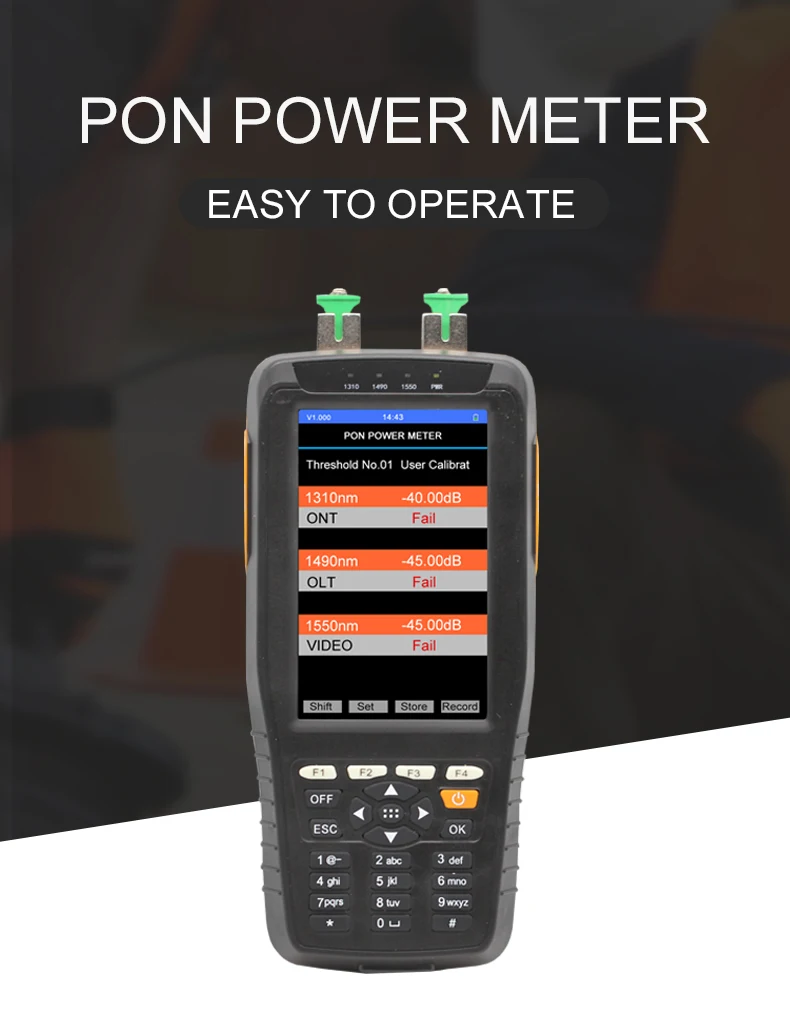 DHL Shipping PON optical power meter+VFL high precision network detector FTTH online tester pon test instrument 1310/1490/1550nm