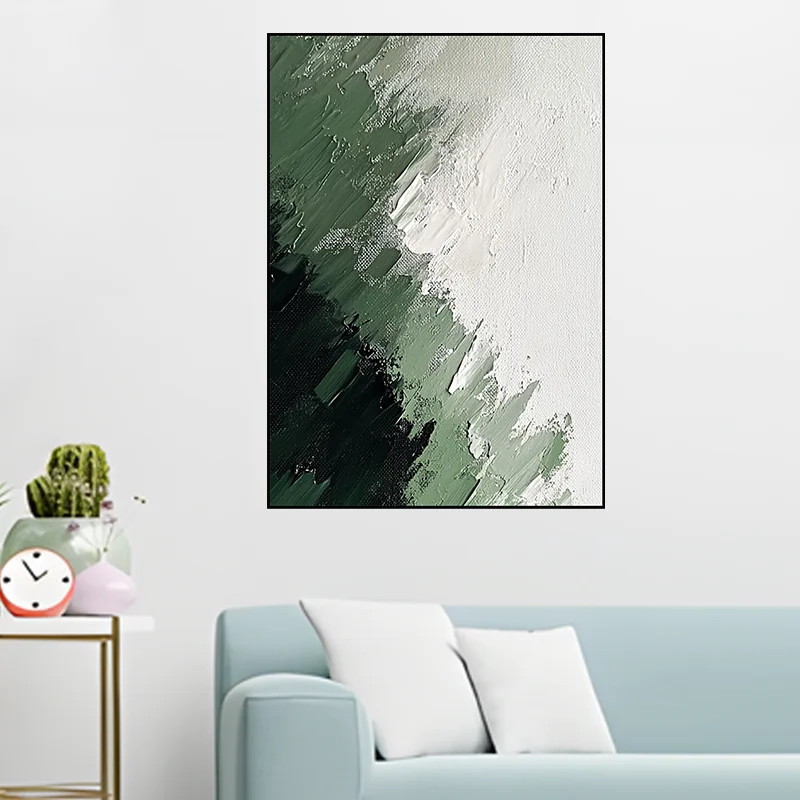 Абстрактная масляная живопись с зеленым лесом ручная роспись Wabi Sabi Style