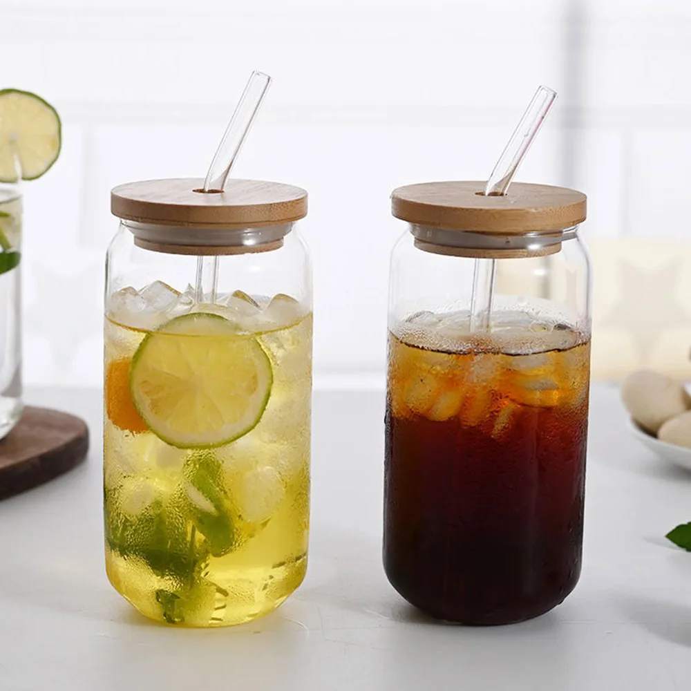 

Glass Cup With Straw With Cover Bubble Tea Cup For Beverage Drinking Cup