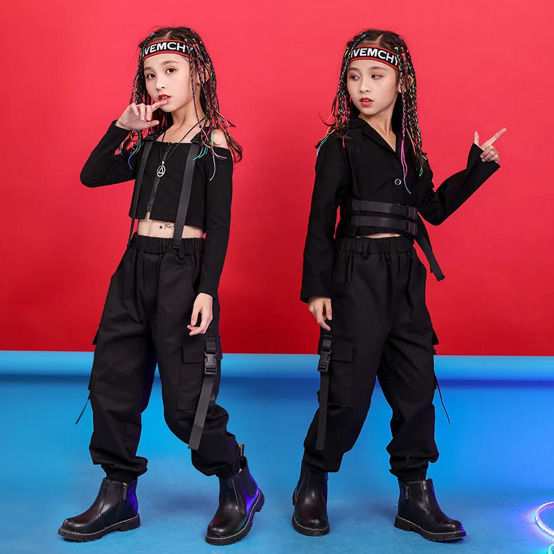 

Girls' Jazz Dance Clothes Children's Hip Hop Hip Hop Hip Hop Trendy Clothes Girls' Walk Show Overalls Suit Body Training