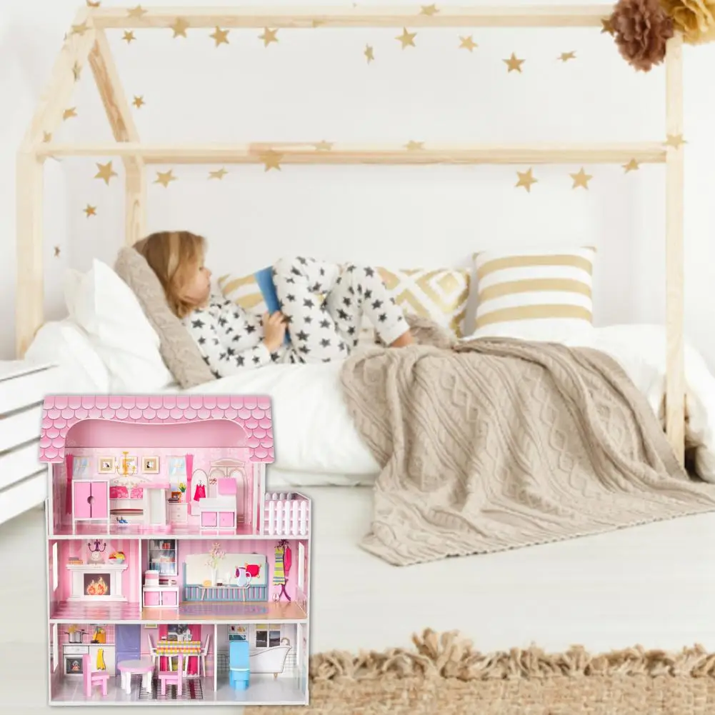 

MDF 1 Set Premium Burrs-free Dollhouse Toy Realistic Dollhouse Easy to Assemble Kid Toy