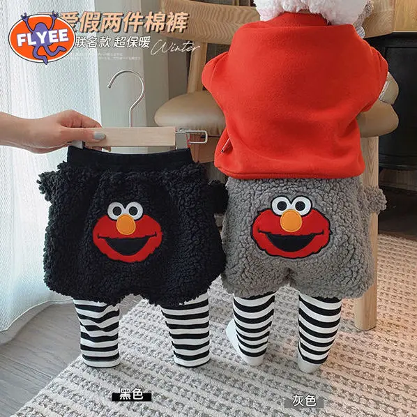 

Baby winter pants lamb newborn footies kids pants baby clothes autumn and winter high elasticity baby cartoon trousers melanged