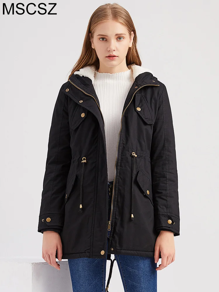 

Warm Fleece Winter Jacket Women 2022 Zip Up Hooded Long Parkas Quilted Super Hot Winter Women's Coat Overcoat
