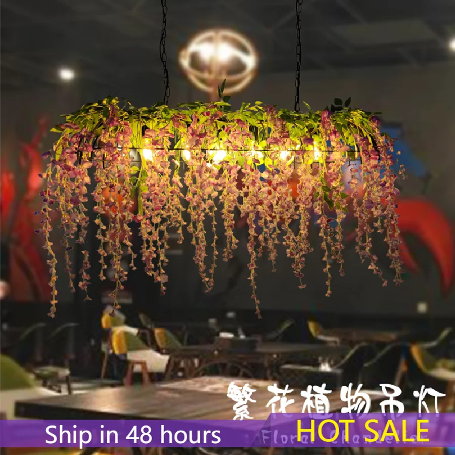 

Имитация цветов, банкетная Люстра для прихожей, бара, подвесной светильник с зелеными растениями для магазина одежды, кафе, окна