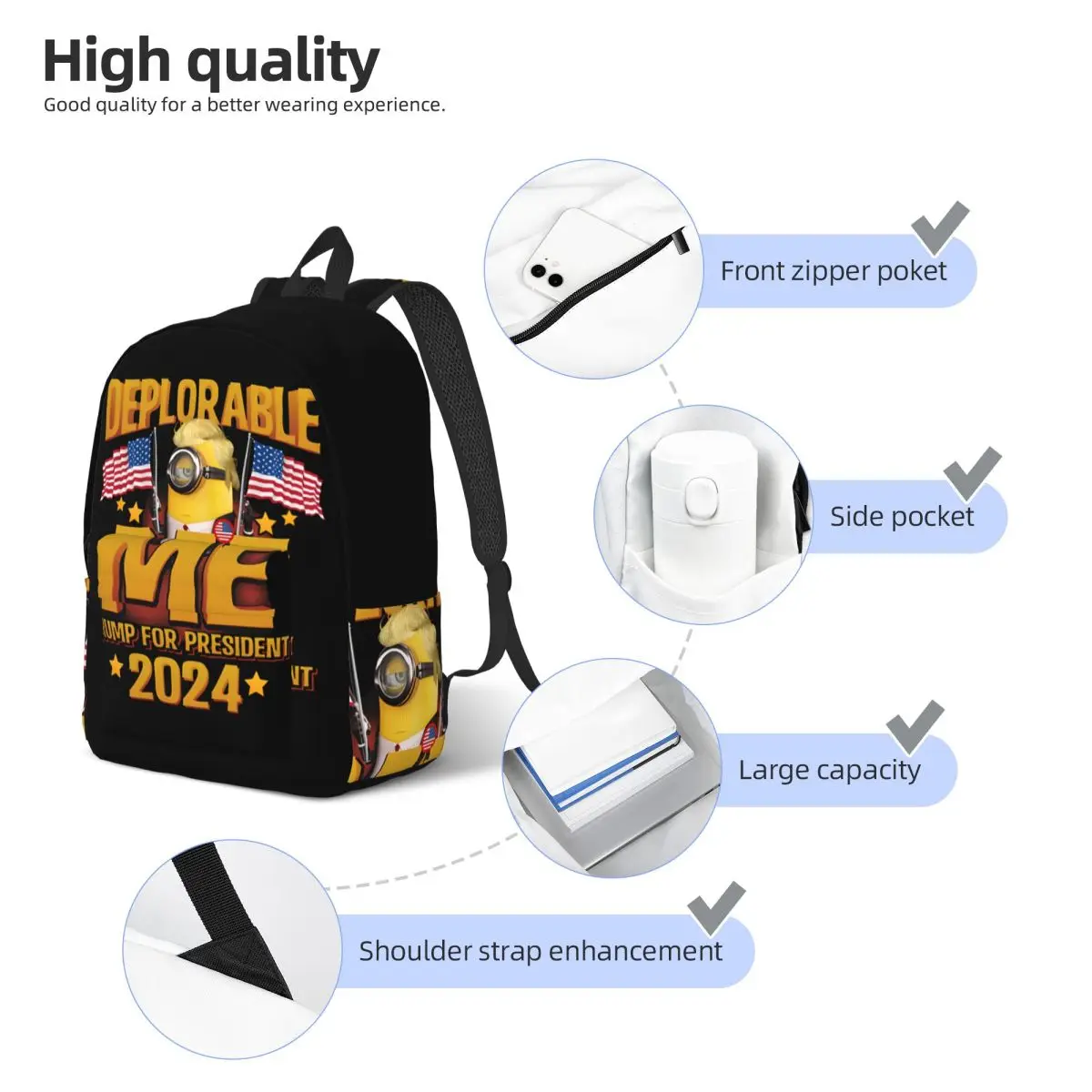 Сумка для хранения печальный я Трамп президента 2024 прочная на плечо Миньон
