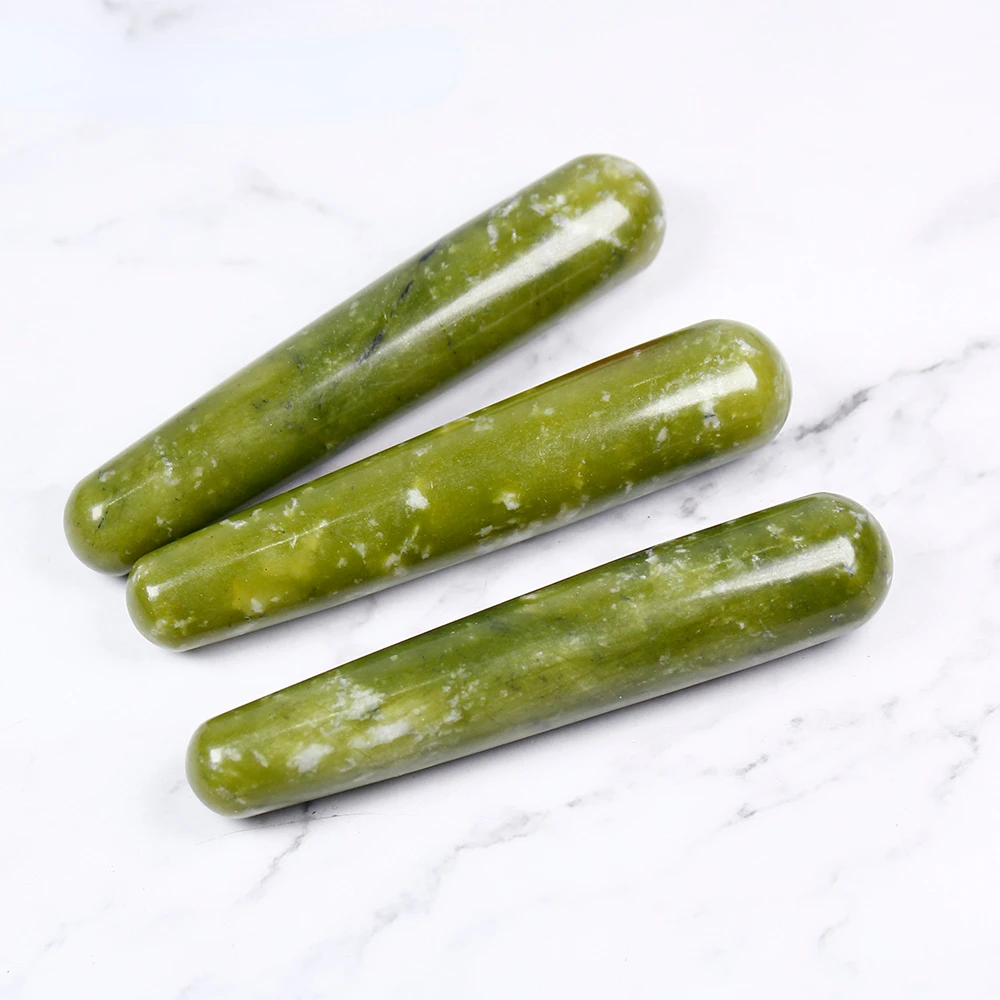

good Quality Natural Green jade xiuyu Wands Gemstone Crafts Pleasure Wand Body Hand Massage Wood Magic Stone Ornament Gifts