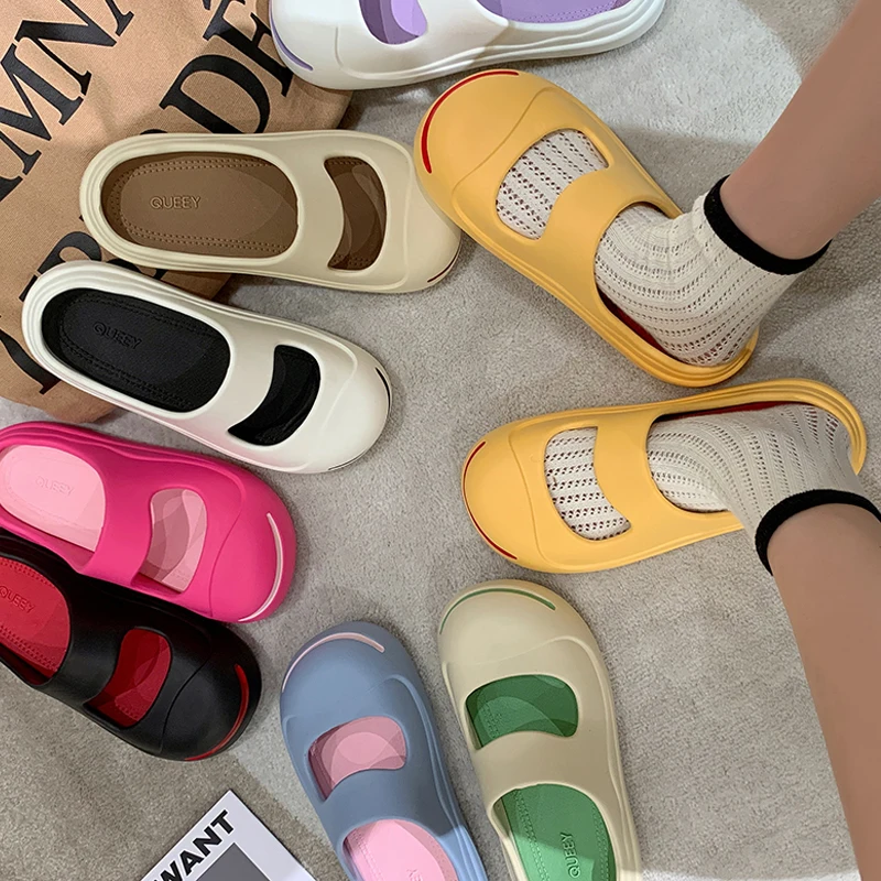 Cute Smiles Eva Ballet Flat Women Summer Comfortable Soft Mules Ladies Thick Sole Colorful Outdoor Beach Slide Sandals
