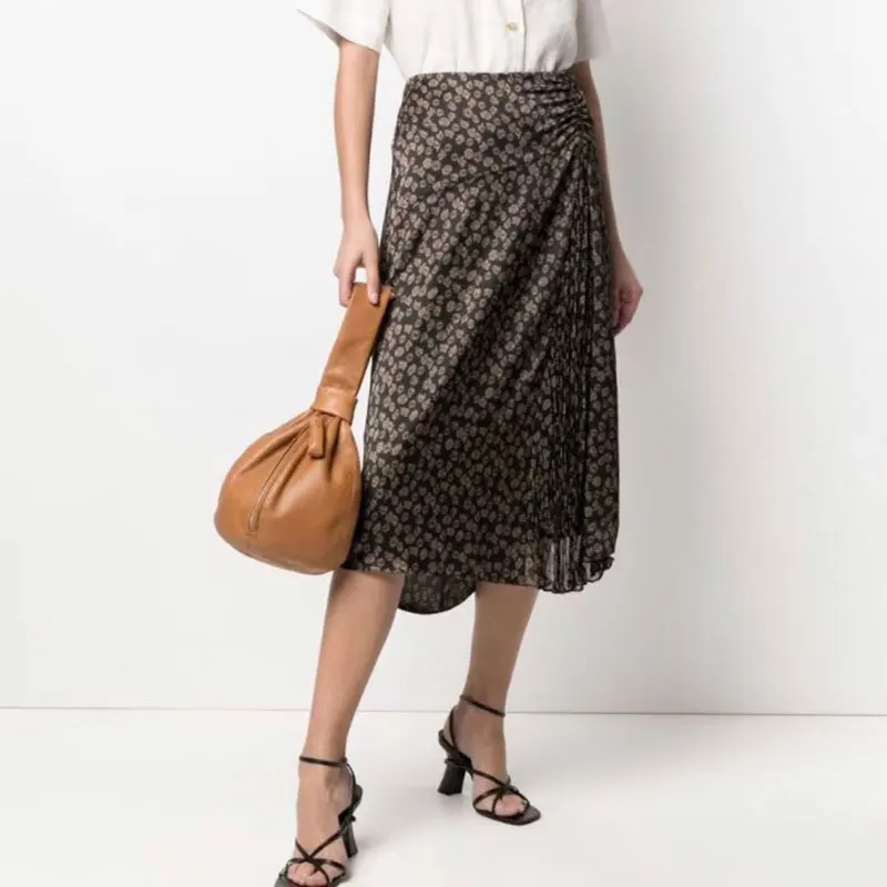 

Women fashion pleated skirt lady Elegant temperament midi skirt