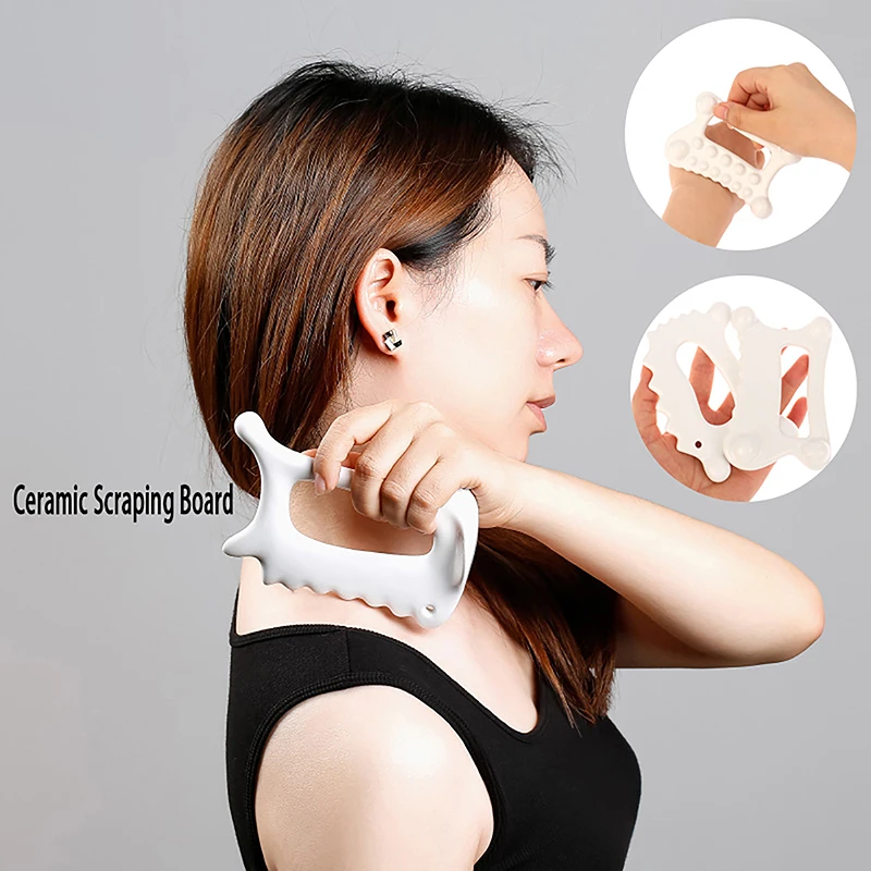 

Ceramic Scraping Board Full Body Scraping Plate Facial Gua Sha Tool Acupoint Massager Handheld Reduce Fat Static Free Portable