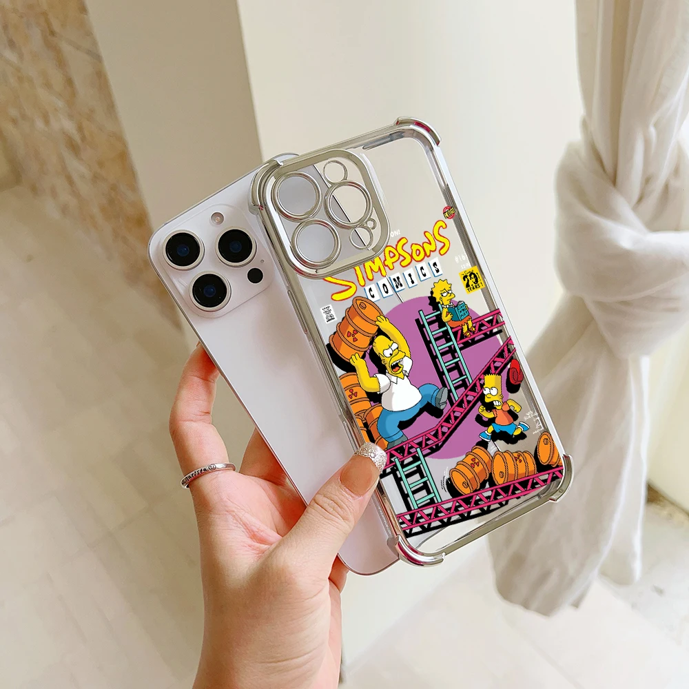 Funny Cartoon S-Simpsons Plating Case For vivo V29e Y200 V27 S16 T1 S15 V25 V23 S12 Y38 Y28 Y03 Y17s Y78 Y36 Y27 4G 5G Cover