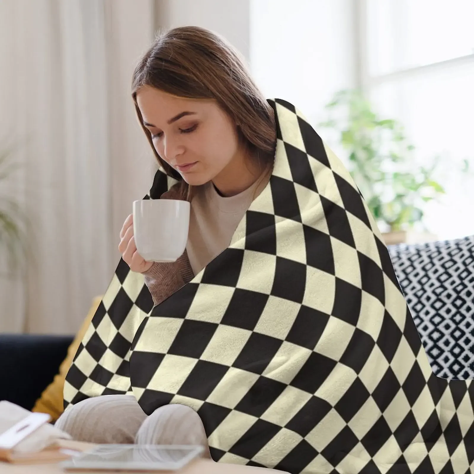 LSG плюшевое клетчатое одеяло