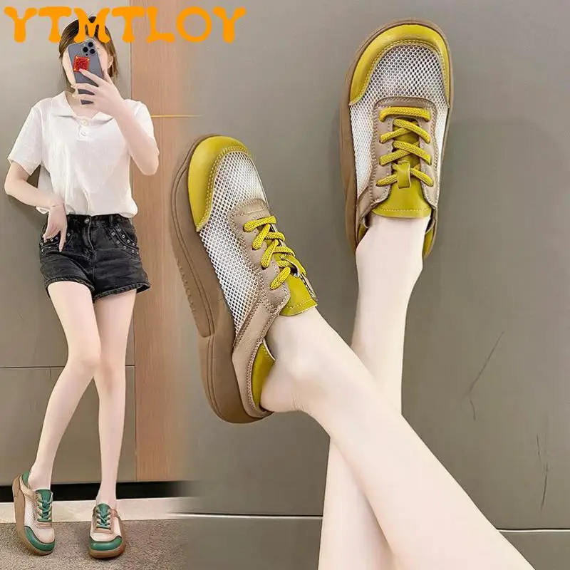 

Mesh Breathable Hollow White Shoes Women's 2022 New Spring And Summer Thick-soled Big-toe Sneakers Trendy Ins All-match Niche