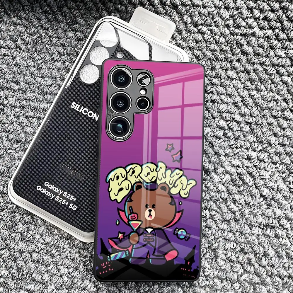 Чехол для телефона B-BrownS Bear C-ConyS для Samsung S26 Ultra S25 Edge Ultra S23 S22 S21 Ultra Plus S24 Fe A57 A37, стеклянная крышка (art.: 3920dc61803f2) - 3920dc61803f2