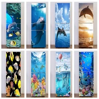 colorful fish sea world 3d diy wall sticker whale animals removable refrigerator washroom decals stickers art for kitchen decals