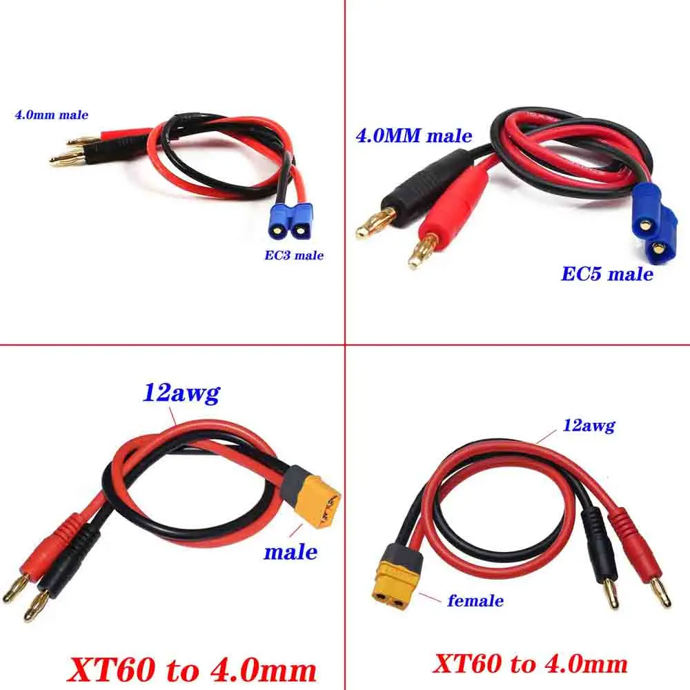 10 комплектов EC3 EC5 XT60 до 4 0 мм банановый разъем вилка-пуля с силиконовым кабелем 12/14