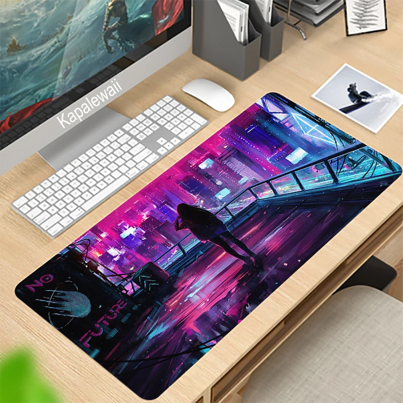 

90x40CM Large Cyberpunk Gaming Keyboard Mouse Pad Computer Gamer Tablet Desk Mousepad with Edge Locking XL Office Play Mice Mats