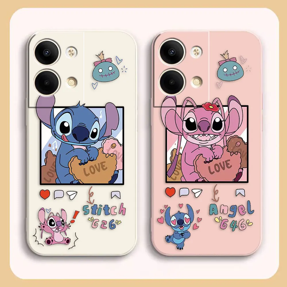 

Case For OPPO RENO 8 7 9 6 7SE 5 4 4SE 4 3 4G 5G PRO PLUS Colour Simple Liquid Silicone Case Cartoon Lilo & Stitch Angel