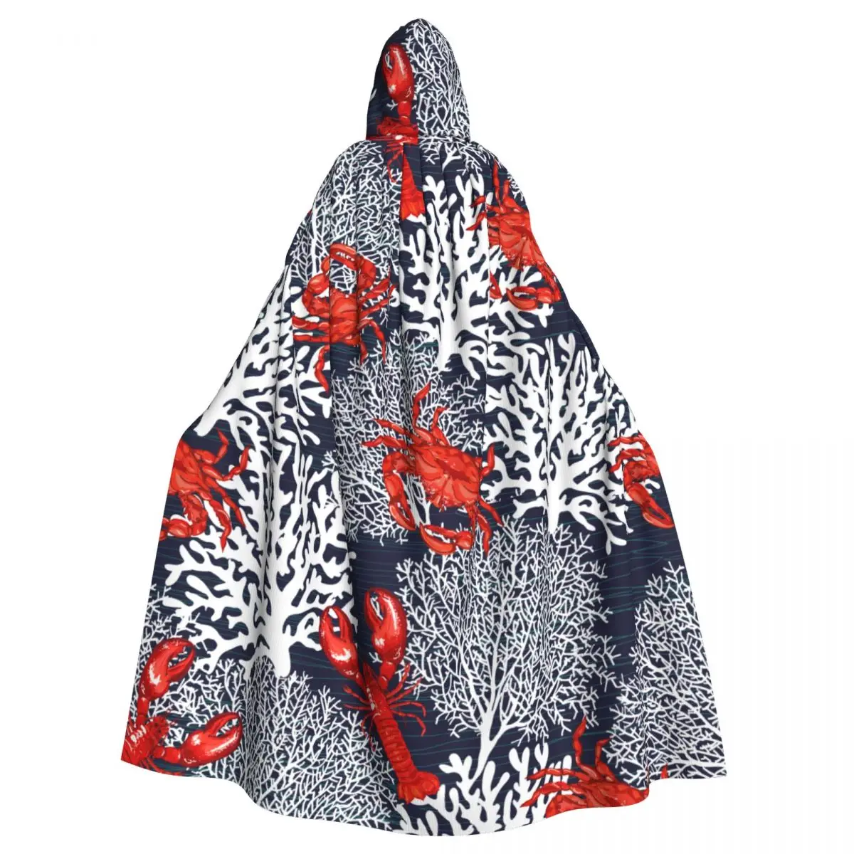 

Long Cape Cloak Crab Lobster Corals Hooded Cloak Coat Autumn Hoodies