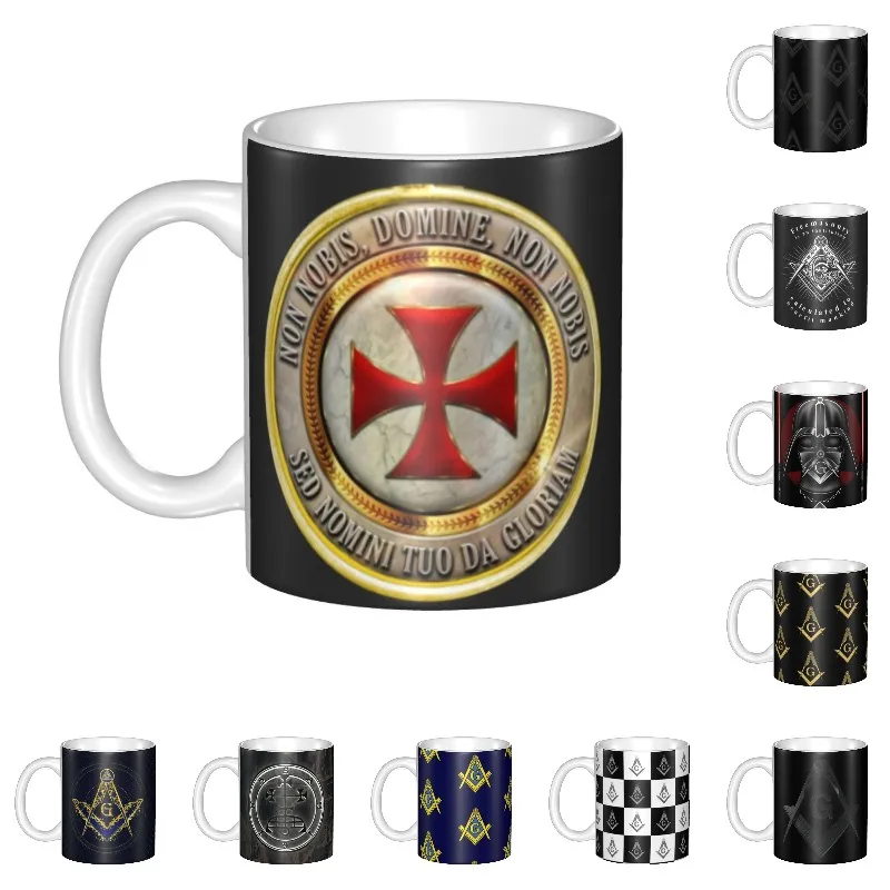 

Personalized Medieval Symbol Templar Cross Coffee Mugs DIY Knights Templar Masonic Ceramic Tea Milk Cup
