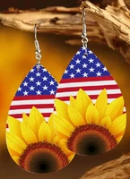 drop shaped pu earrings simple stripe color sunflower earrings womens earrings