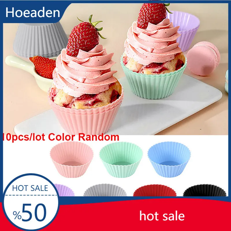 

10Pcs Silicone Cake Mold Round Cupcake Baking Fondant Muffin Cake Molds Reusable DIY Cake Decorating Mould Accessories