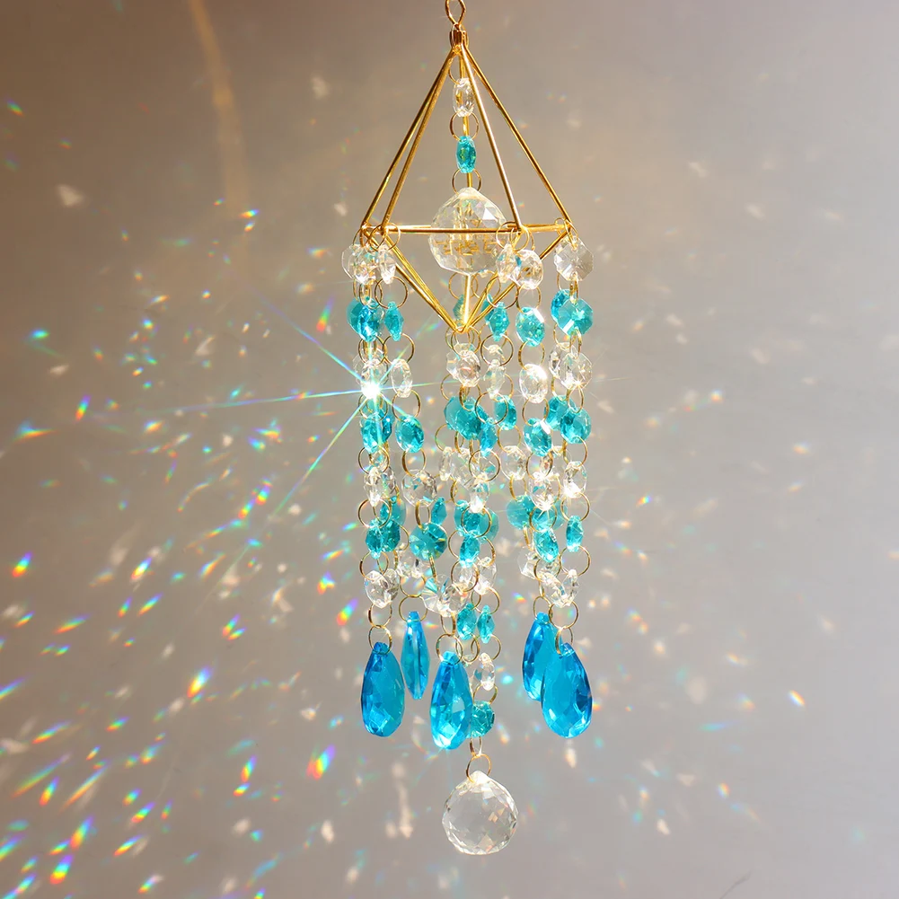 

Crystal Wind Chimes Metal Hanging Prisms Light Chaser Catcher Ornament Window Curtain Jewelry Pendant Home Garden Car Room Decor