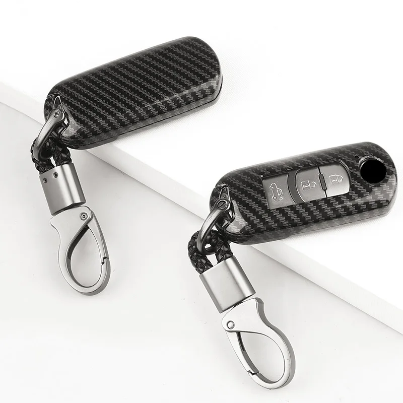 

Carbon Fiber ABS Car Key Cover Keychain for Mazda 2 3 6 Axela Atenza CX-5 CX5 CX-3 CX3 CX-7 CX-9 2014-2019