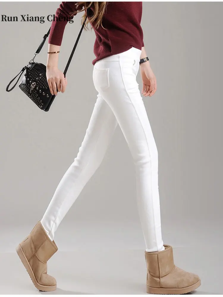 

Women's Long Pants 2022Winter New Style Free Shipping Plush Thickened Trousers Wear It Outside Slim Fitting Warm Pencil Pants