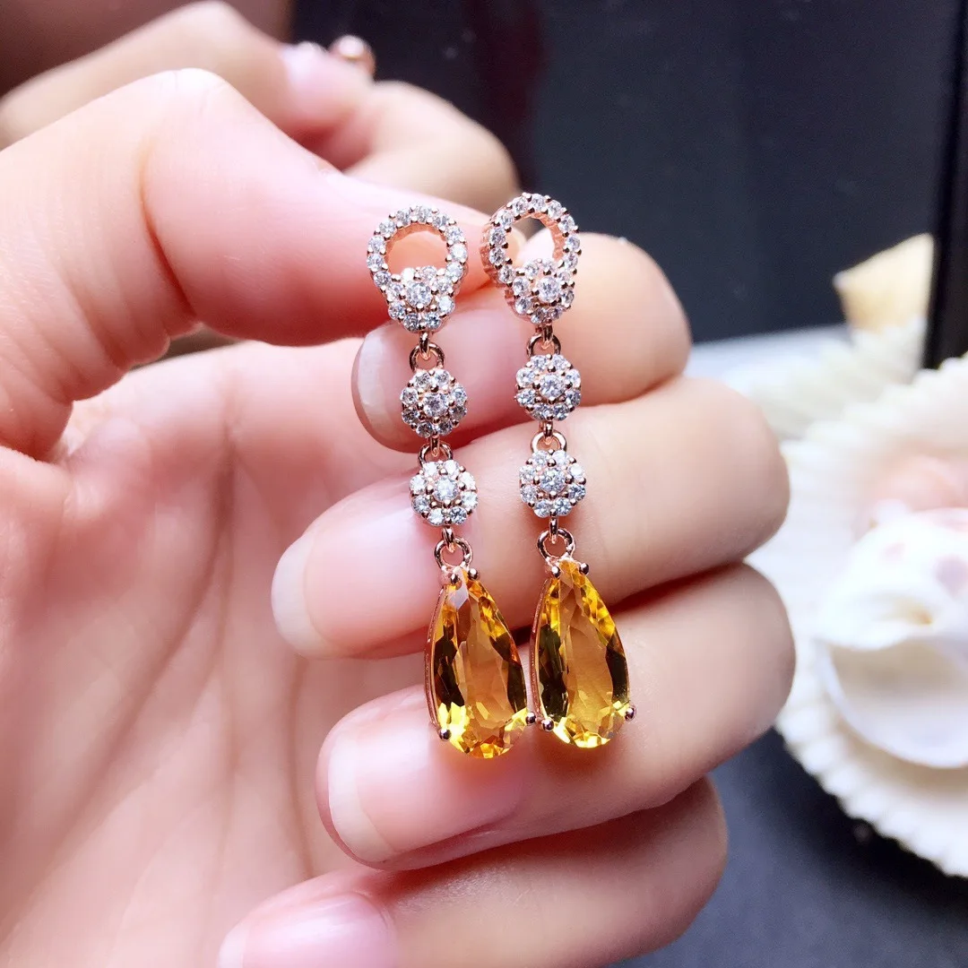 

Sparking Yellow Water Drop CZ Dangle Earrings For Women Aesthetic Lady's Ear Accessories Engagement Wedding 2023 Trend Jewelry