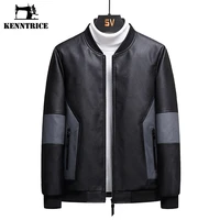 kenntrice 2022 winter jacket men fashion stand collar pu leather coat classic trend add fleece oversize mens clothes wholesale