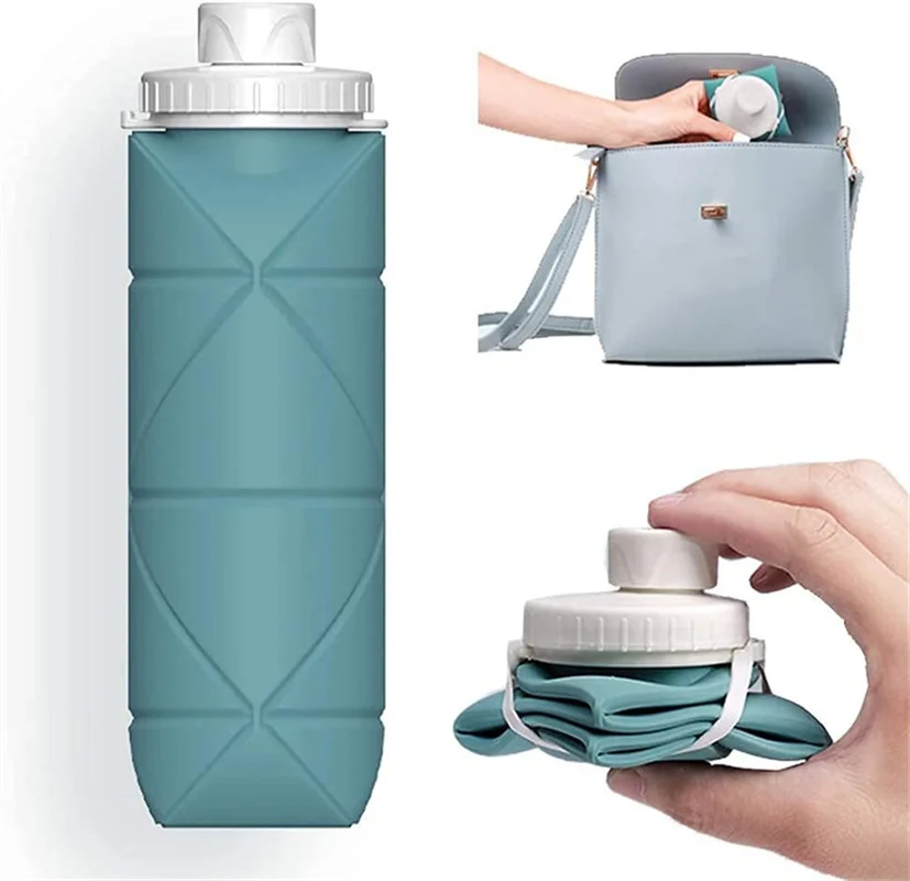 

Collapsible Water Bottles Leakproof Valve Reusable BPA Free Silicone Foldable Travel Water Bottle for Gym Camping Hiking Travel