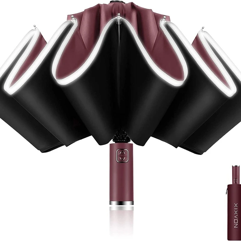 

Reverse Folding Umbrella Travel Windproof 99% UV Protection Umbrellas With Reflective Safety Strip umbrella academy lace umbrell