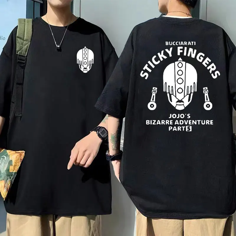 

Anime JoJo's Bizarre Adventure Bucciarati Sticky Fingers Double Sided Print Tshirt Tops Summer Men Women Oversized Manga T-shirt
