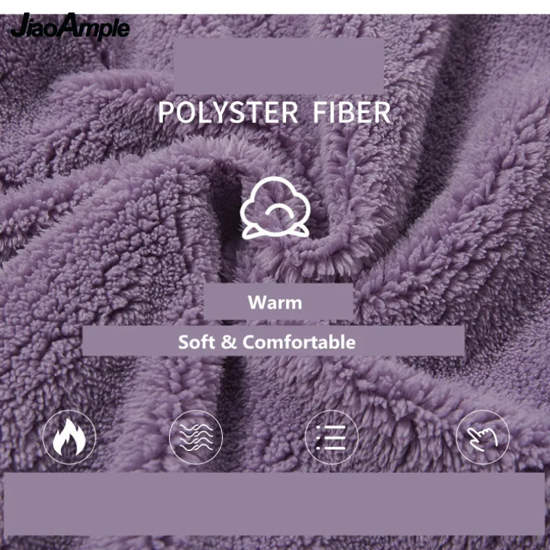 Winter Warm Pajamas Women's Solid Coral Fleece Pijamas Trousers Two-piece Korean Fashion Sleepwear Nightwear Home Clothes Suit