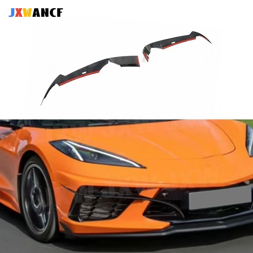 Фото JXWANCF для Chevrolet Corvette C8 2020-2021: Ультралегкие карбоновые сплиттеры переднего бампера, канарды из FRP, элементы обвеса кузова №2